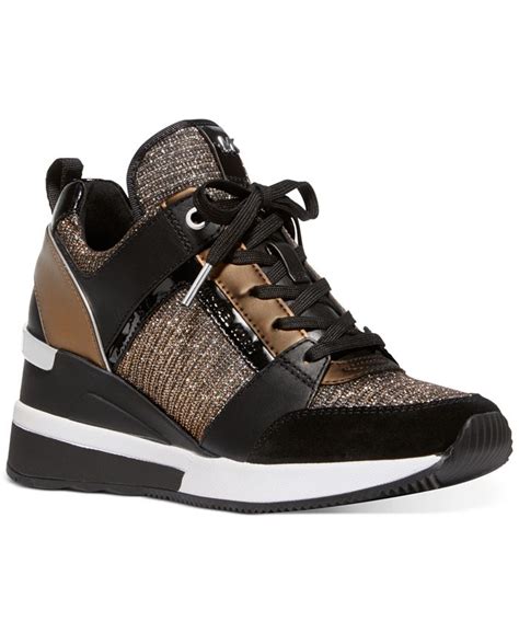 michael michael kors georgie leather wedge trainers|Michael Kors georgie stretch trainers.